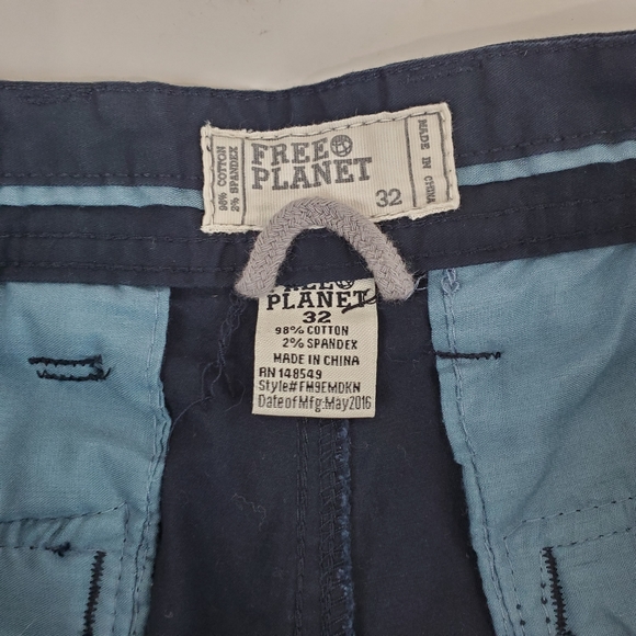 Free Planet Mens Navy Blue Chino Shorts Size 32 - Picture 7 of 8